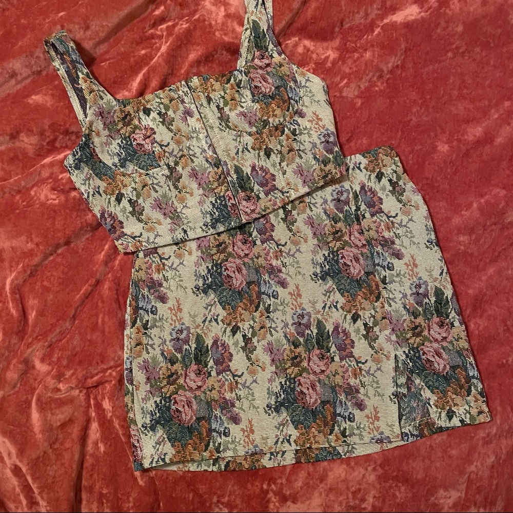 Wild Fable Corset Top and Skirt Set Embroidered